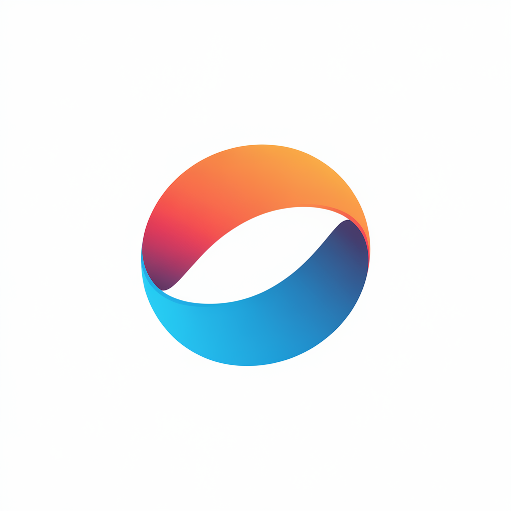 A logo icon design with a smooth gradient of orange to blue. The orange color is at the top, transitioning to blue at the bottom. The gradient adds depth and dimensionality to the design. The overall logo is sleek and minimalistic, with a contemporary and dynamic feel.